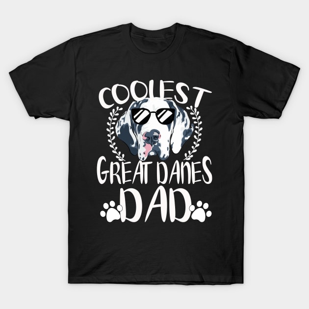 Glasses Coolest Great Danes Dog Dad T-Shirt by mlleradrian